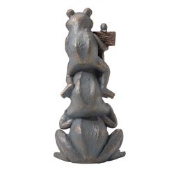 Glitzhome Resin Gray 28.25 in. Stacked Frog Statue