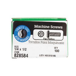 HILLMAN No. 1/4-20 Ga. X 1/2 in. L Phillips Pan Head Stainless Steel Machine Screws 100 pk
