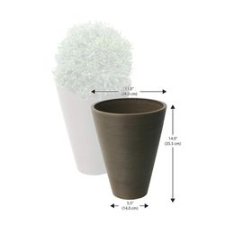 Algreen 14 in. H X 11 in. D Plastic Taper Ribbed Planter Chocolate