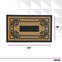 Superio Brand 18 in. W X 30 in. L Natural Greek Key Coir/Rubber Door Mat
