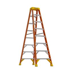 Werner 8 ft. H X 26.84 in. W Fiberglass Step Ladder Type IA Twin Steps 300 lb. cap.