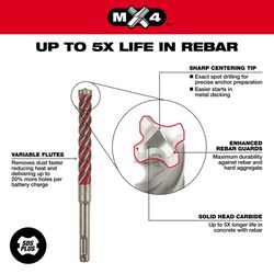 Milwaukee 3/8 in. X 12 in. L Carbide Rotary Hammer Bit SDS-Plus Shank 1 pc