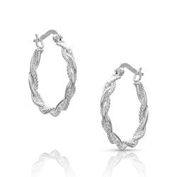 Montana Silversmiths Women's Braided Rope Hoop Hoop Silver Earrings Water Resistant