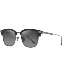 Maui Jim Kalaunu AF Sunglasses Unisex Shiny Black w/Dark Silver Frame Neutral Grey Lens Polarized