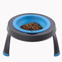Dexas Blue Rubber 4 cups Elevated Pet Feeder For Cats/Dogs