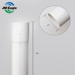JM Eagle 2729 PVC Sewer Main 4 in. D X 10 ft. L Bell 0 psi