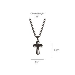 Montana Silversmiths Men's Darkest Night Cross Black Necklace Water Resistant