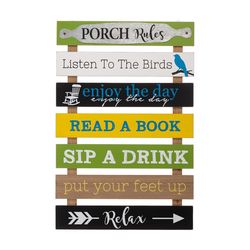 Glitzhome English Brown Slatted Wall Sign 36.25 in. H X 0.75 in. W