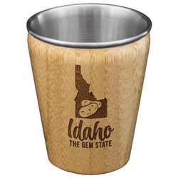 Totally Bamboo 2 oz Brown/Silver Stainless Steel/Wood Idaho Shot Glass
