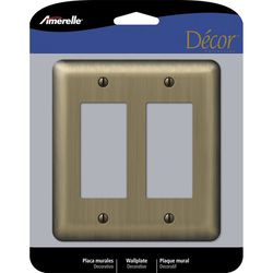 Amerelle Devon Brushed Brass 2 gang Stamped Steel Decorator Wall Plate 1 pk