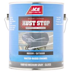Ace Rust Stop Indoor and Outdoor Gloss Medium Gray Water-Based Enamel Rust Prevention Paint 1 gal