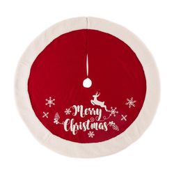 Glitzhome Red/White Merry Christmas Tree Skirt 0.59 in.