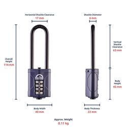 Squire 4.49 in. H X 1.57 in. W X 0.87 in. L Die-Cast Metal 4-Dial Combination Combination Padlock