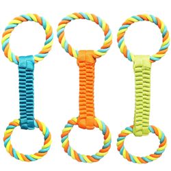 Chomper For Dog Assorted Nylon Balistic Weave with Rope Tugs Dog Toy Extra Large 3 pk