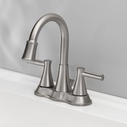 Oakbrook Collection Brushed Nickel Doria Two-Handle Bathroom Sink Faucet 4 in.