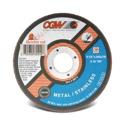 CGW 4-1/2 in. D X 7/8 in. X .045 in. thick Aluminum Oxide Cut-Off Wheel 1 pc