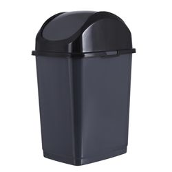 Superio Brand 18.2 L Black/Gray Plastic Swing Trash Can