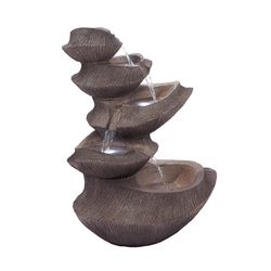 Alpine Polyresin Brown Cascading Fountain with LED Light