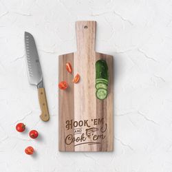 P Graham Dunn 15 in. L X 6.25 in. W X 0.5 in. Acacia Wood Hook 'Em And Cook 'Em Cutting Board 1 pk