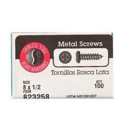 HILLMAN No. 8 Ga. X 1/2 in. L Phillips Pan Head Sheet Metal Screws 100 pk