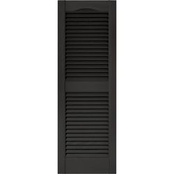 Builders Edge 43 in. H X 14.5 in. W Black Louvered Vinyl Shutter 2 pk
