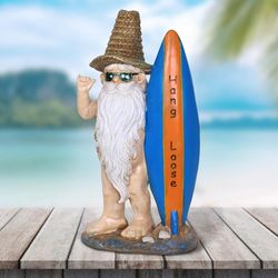 Exhart WindyWings Multicolored Resin 13 in. H X 6.5 in. L X 4 in. W Naked Ned Surfer Garden Gnome St