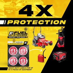 Fuel Stickers 1 in. H X 1 in. W Round Red Fuel Sticker Label 4 pk