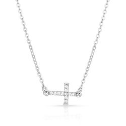Montana Silversmiths Women's Quiet Faith Cross Silver Necklace Water Resistant