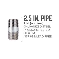 STZ Industries 1 in. MIP each X 1 in. D MIP Galvanized Steel 2-1/2 in. L Nipple