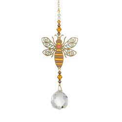 Woodstock Chimes Crystal Dreams Yellow Acrylic/Glass/Metal 5 in. H X 4 in. L Bee Suncatcher