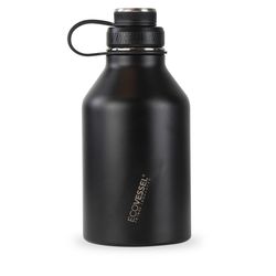 EcoVessel Boss 64 oz Black Shadow BPA Free Insulated Growler Bottle w/Infuser