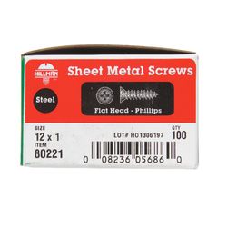 HILLMAN No. 12 Ga. X 1 in. L Phillips Flat Head Sheet Metal Screws 100 pk