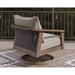 Signature Design by Ashley Francis Beach Brown Aluminum Frame Contemporary Lounge Chair Beige