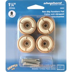 Shepherd Hardware Plastic Anti-Skid Pad Woodgrain Round 1-1/4 in. W X 1-1/4 in. L 8 pk