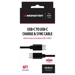 Monster Just Hook It Up Type C to Type C Charge and Sync Cable 6 ft. Black