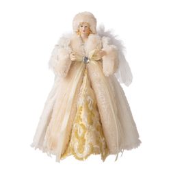 Glitzhome Multicolored Faux Fur Angel Tree Topper 12.2 in.