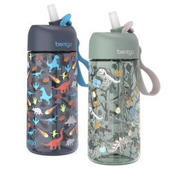 Bentgo 15 oz Assorted BPA Free Dinosaur/Dino Fossils Bottle with Straw Cap