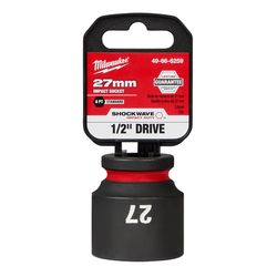 Milwaukee Shockwave 27 mm X 1/2 in. drive Metric/SAE 6 Point Standard Impact Socket 1 pc