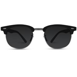 WearMe Pro Sunglasses Black/Silver Frame Black Lens