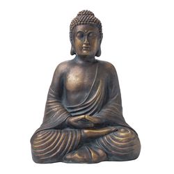 Glitzhome Resin Brown 19 in. Meditating Buddha Statue