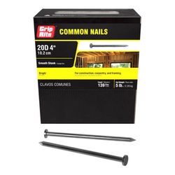 Grip-Rite 20D 4 in. Common Bright Steel Nail Flat Head 5 lb