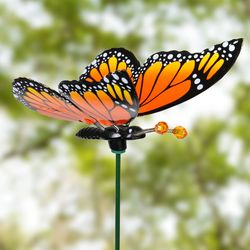 Exhart WindyWIngs Black/Orange Plastic 30 in. H X 7 in. L X 6.5 in. W Monarch Butterfly Outdoor Gard