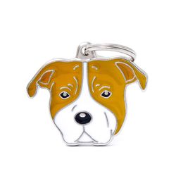 MyFamily Friends Brown/White American Staffordshire Terrier Metal Dog Pet Tags
