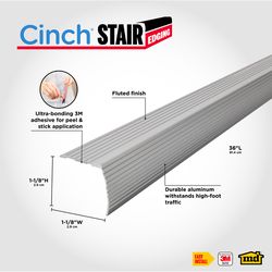M-D Building Products CINCH 1.125 in. H X 1.125 in. W X 36 in. L Satin Silver Aluminum Stair Edge