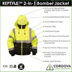 Cordova Reptyle M Long Sleeve Men's Hooded Safety Jacket Lime
