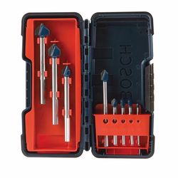 Bosch Assorted in. Carbide Tipped Glass and Tile Bit Set 3-Flat Shank 8 pc