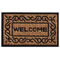 Home & More Carbella Welcome 18 W X 30 L Black/Brown Rectangle Coir Door Mat