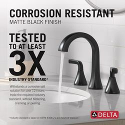 Delta Dallace Matte Black Transitional Widespread Bathroom Sink Faucet 16 in.