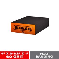 Diablo 4 in. L X 2.5 in. W X 1 in. 60 Grit Medium Flat Surface Sanding Sponge