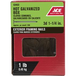 Ace 3D 1-1/4 in. Box Hot-Dipped Galvanized Steel Nail Flat Head 1 lb